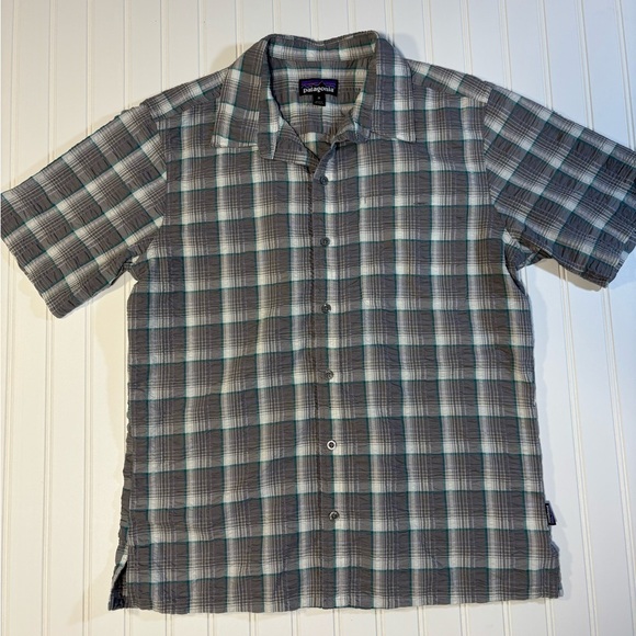 Patagonia Men's Gray Plaid Shirt size M organic cotton - Picture 1 of 7
